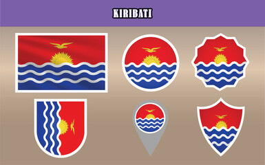 Stunning vector of the National Flag of Kiribati, featuring a bold red field with a golden sun and blue waves. Perfect for patriotic and cultural projects!