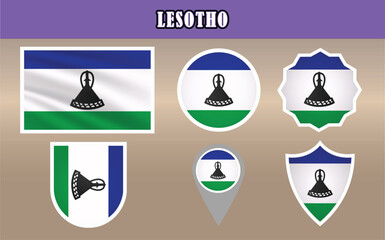 Striking vector of the National Flag of Lesotho, featuring blue, white, and green stripes with a prominent black hat. Ideal for patriotic and cultural projects!
