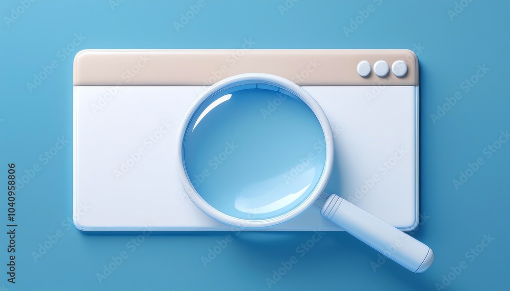 Aufkleber a modern, minimalistic design of a browser window with a magnifying glass, symbolizing search and ex
