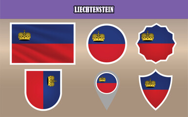 Premium vector of the National Flag of Liechtenstein, showcasing a blue and red bicolor with a golden crown. Ideal for patriotic and cultural projects,