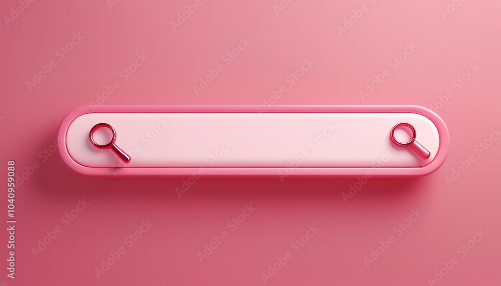 Aufkleber a minimalist pink search bar with magnifying glasses at both ends, set against a soft pink backgroun