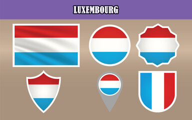 Elegant vector of the National Flag of Luxembourg, featuring horizontal stripes of light blue, white, and red. Perfect for patriotic and cultural projects!