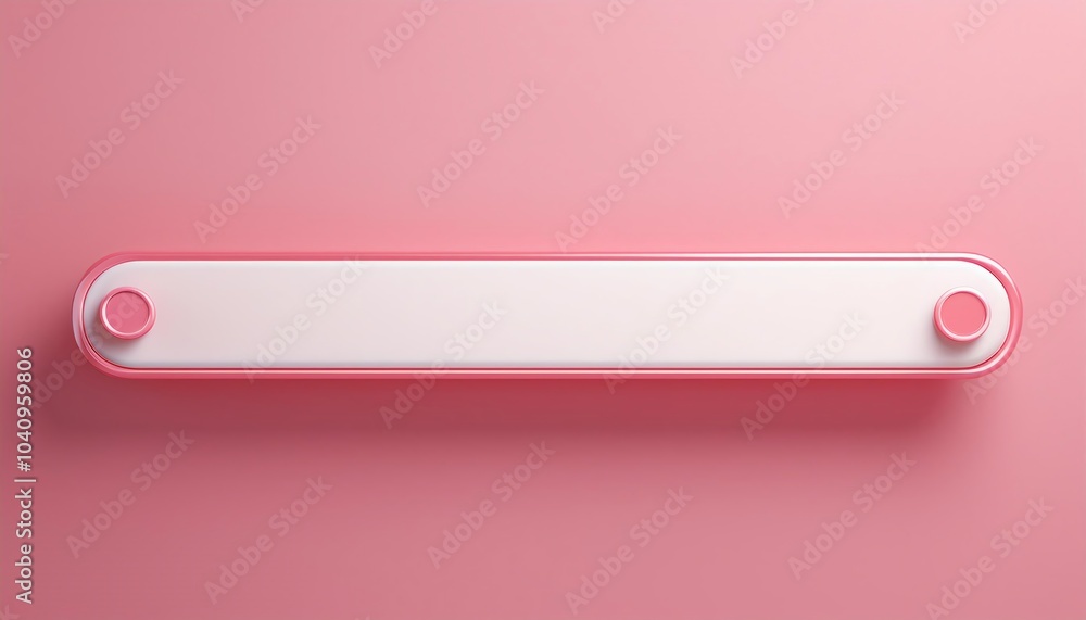 Poster a minimalistic, rectangular interface element with a soft pink border and circular controls on eithe