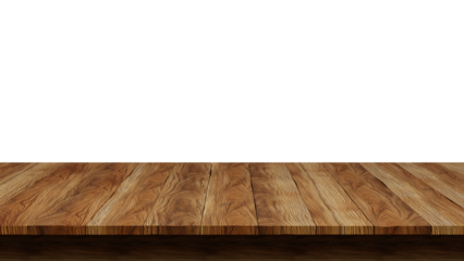A close-up shot of a wooden table top with a transparent background, PNG file
