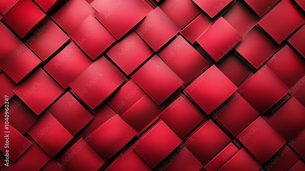 Poster a close-up of red squares woven together, creating a geometric pattern