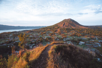 Morning sunrise view of Mt. Batur in Kintamani, Bali, Indonesia