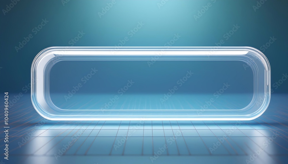 Poster a glowing, rectangular light frame on a bright backdrop, ideal for showcasing content or branding in