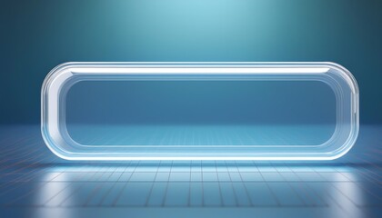 A glowing, rectangular light frame on a bright backdrop, ideal for showcasing content or branding in a modern setting.