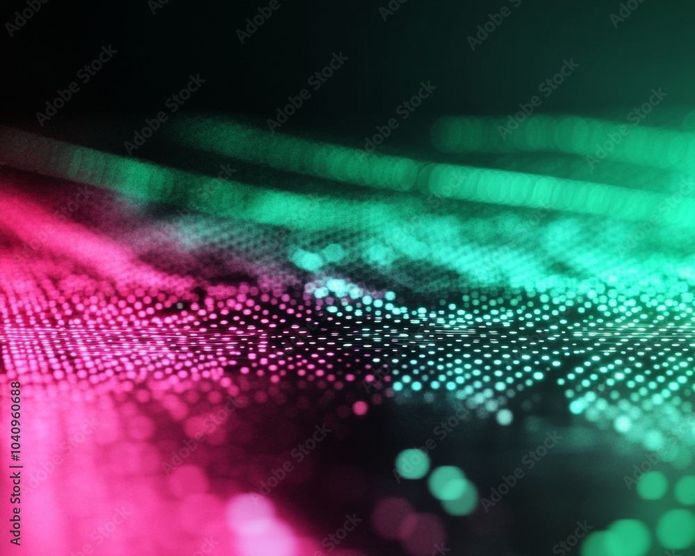 Aufkleber Biohacking Abstract Digital Patterns - Futuristic Health Optimization Background with Neon Green and Pink Light Effects