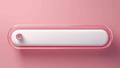 A sleek, minimalistic design on a pink background, featuring a white elongated shape with a small round button, exuding a modern aesthetic.