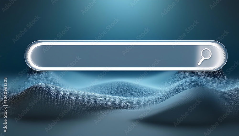 Poster a digital search bar on a waves-like background, symbolizing online searching and navigation in a mo