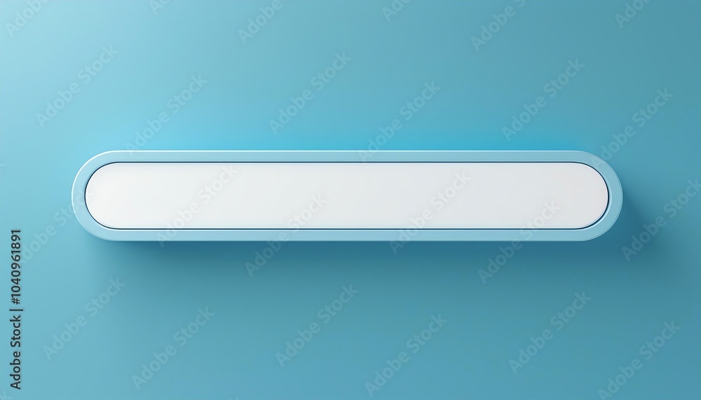 Poster a minimalist blue background with a blank oblong sign, perfect for displaying messages or branding.