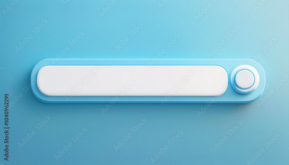Poster a sleek, minimalistic interface element in blue, featuring a blank input area and a round button, se