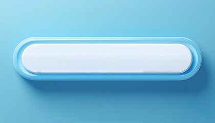 A smooth, rounded rectangular button with a light blue background, featuring a blank white center, ideal for text or icons.