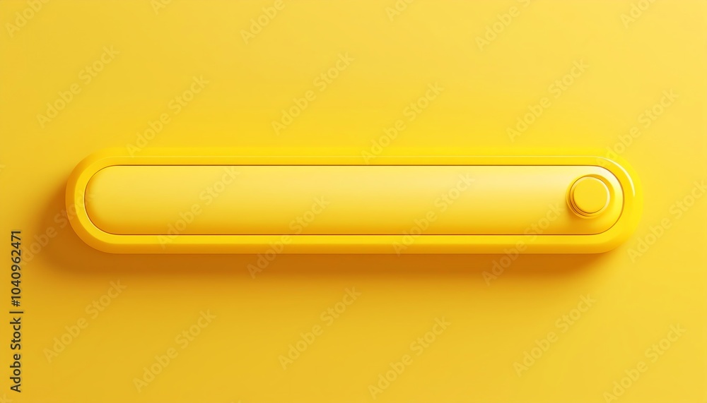 Poster a simple yellow interface element with a rounded rectangle shape and a circular button, set against 
