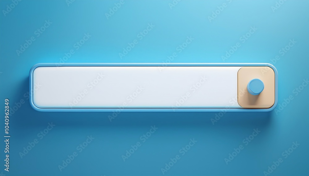 Poster a minimalist, blue-themed design featuring a blank component with a dial for adjustment, set against