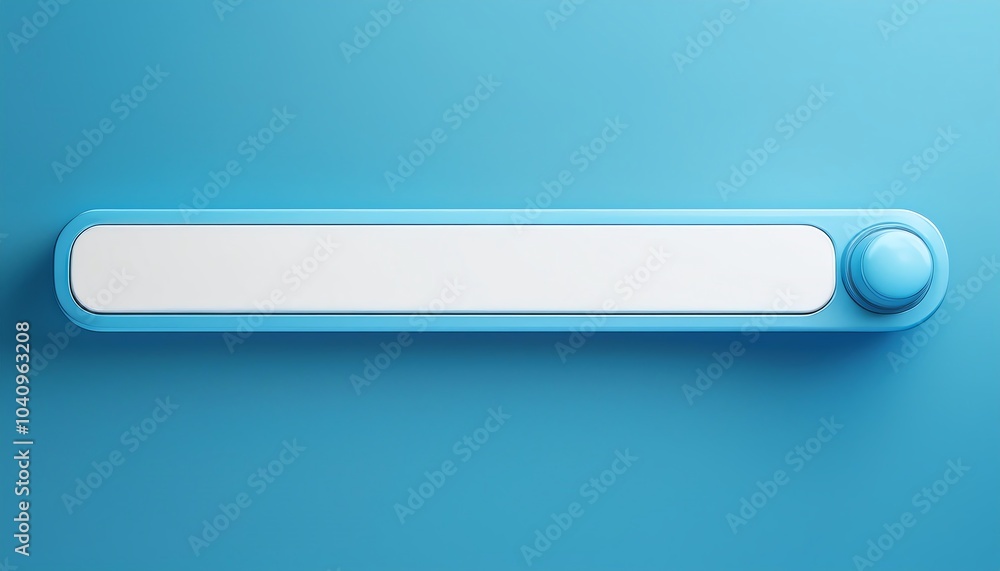 Poster a sleek, minimalist blue interface element with an empty placeholder and a round adjustable knob for