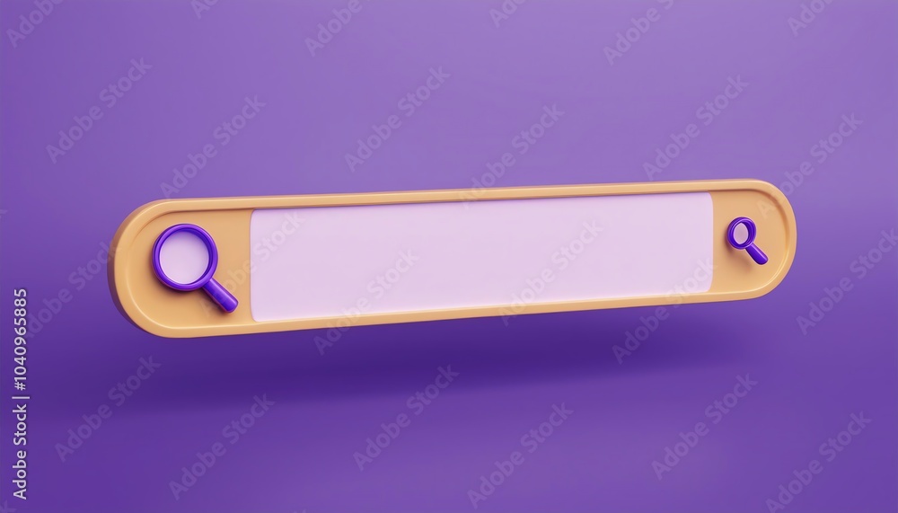 Poster a vibrant purple search bar with magnifying glass icons on each end, designed for inputting queries.