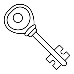 Keys outline for a coloring page. Line art of keys vector illustration 