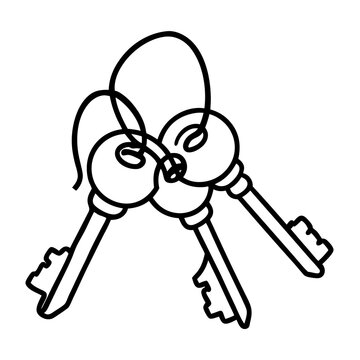 recommend clip art: Keys outline for a coloring page. Line art of keys vector illustration 