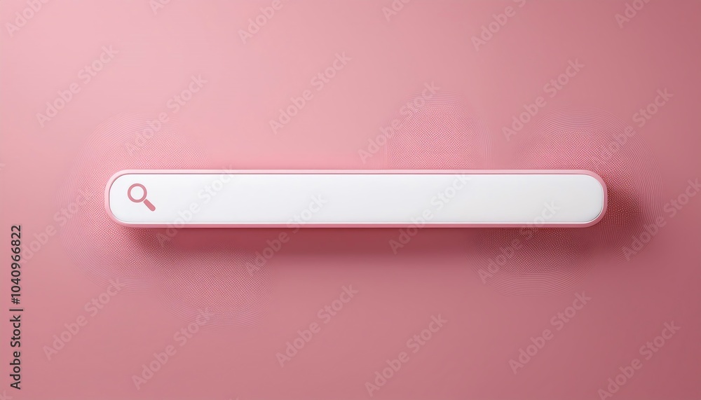 Aufkleber a minimalistic search bar on a soft pink background, surrounded by subtle decorative elements, empha