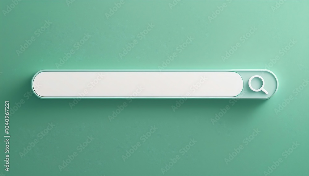 Poster a minimalist search bar on a mint green background, highlighting simplicity and functionality in dig