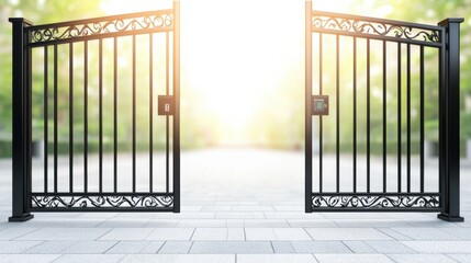 Elegant Open Gates Leading to a Bright Pathway
