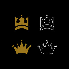 crown icon  vector  illustration on black background