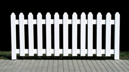 White Picket Fence Isolated on Black Background