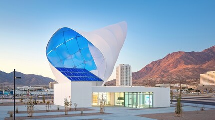 Modern Architectural Design with Mountain Backdrop