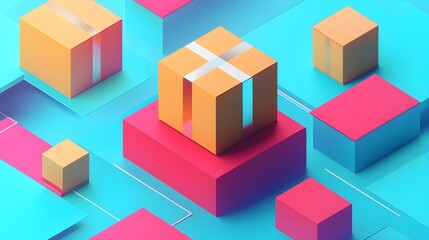 Obraz premium Colorful 3D Geometric Shapes Abstract Background