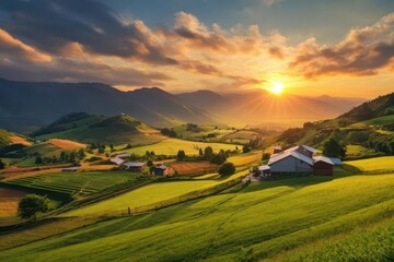 sunset in the mountains