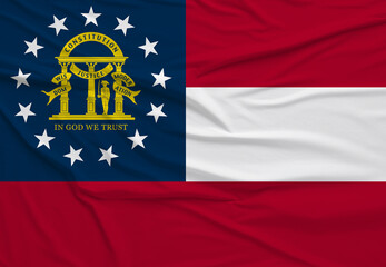 Flag of Georgia, High Quality fabric and Grunge Image of Georgia USA. USA states Georgia Fabric flag.