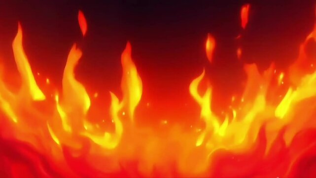Anime fire background with alpha channel, cartoon fire, Generative AI