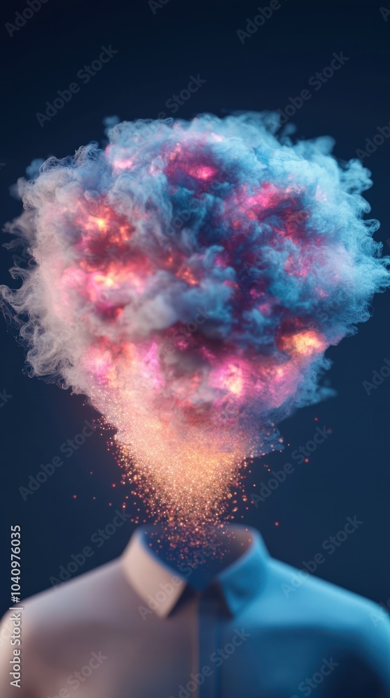Poster exploring the intriguing concept of creativity and thought in abstract visual formations