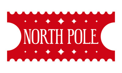 North pole. Christmas ticket design. Holiday template for Xmas handmade gifts. Vector illustration
