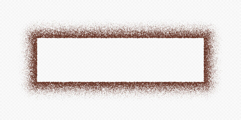 Coffee frame, chocolate border, ground arabica powder in shape of rectangle. Vector illustration.