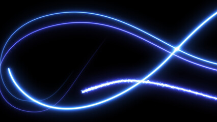 Blue Lines of Light Crossing, Long Time Exposure, Widescreen 4K Resolution
