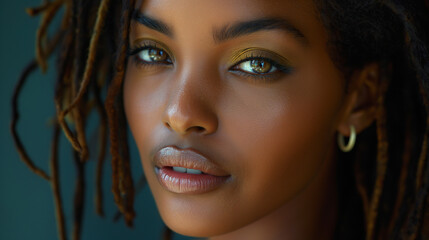 Beautiful Close-up Portrait with Gold Eyeshadow