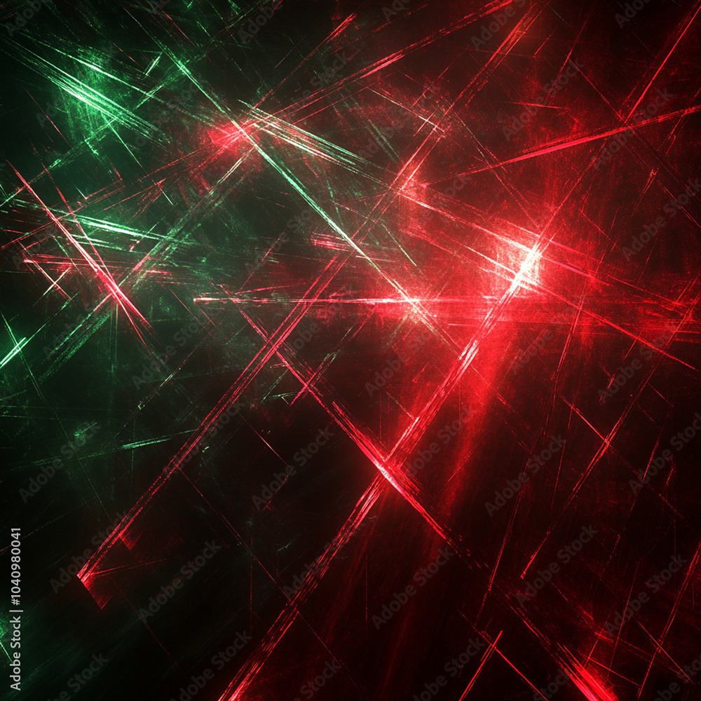 Poster complex lattice of laser beams intersecting in vibrant red and green hues creates dynamic visual exp