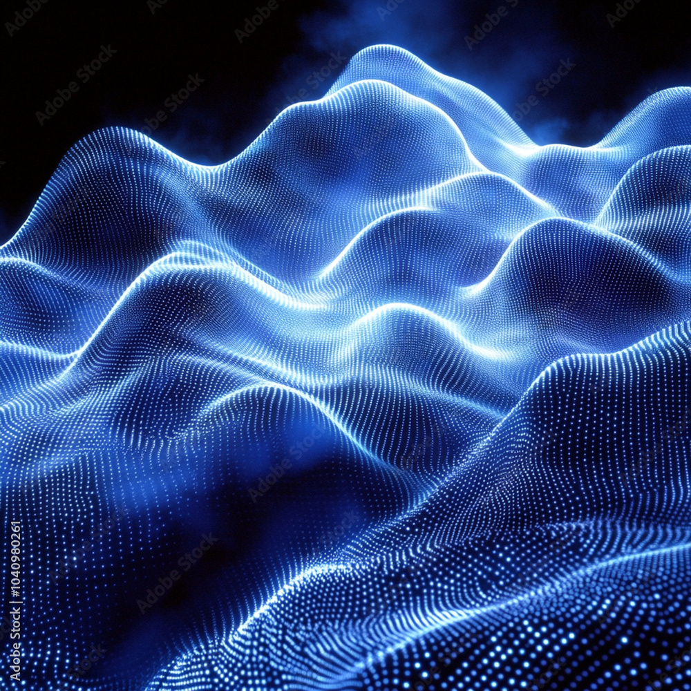 Aufkleber dynamic pattern of moving lights creates waves of color in mesmerizing display. vibrant blue tones e