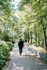 Bride and Groom Walk Together