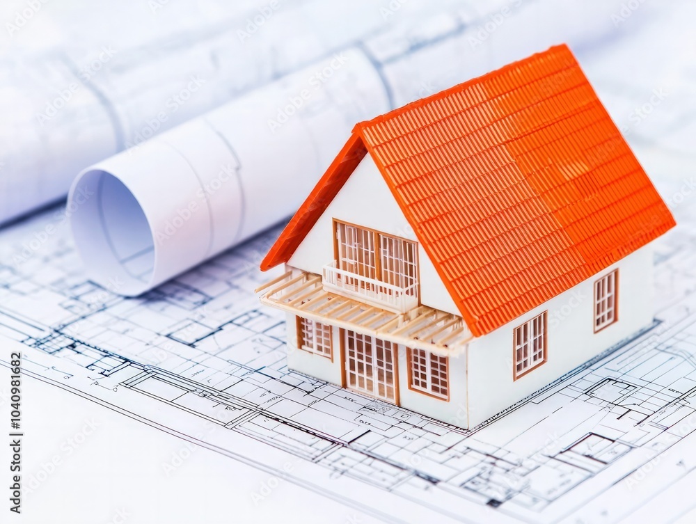 Poster exploring the intricate design and structure of a model house on architectural plans