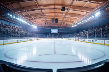 Fototapeta premium Hockey arena with a professional-grade ice layout.