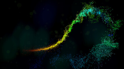 Rainbow Wavy Lines of Light with Turbulence Particles, Widescreen 4K Resolution