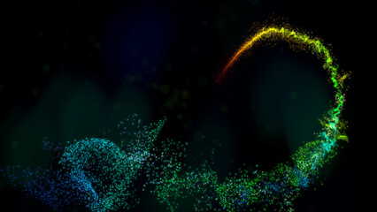 Rainbow Wavy Lines of Light with Turbulence Particles, Widescreen 4K Resolution