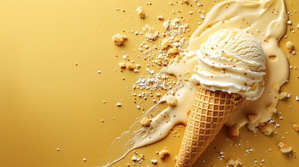 Melting Vanilla Ice Cream Cone