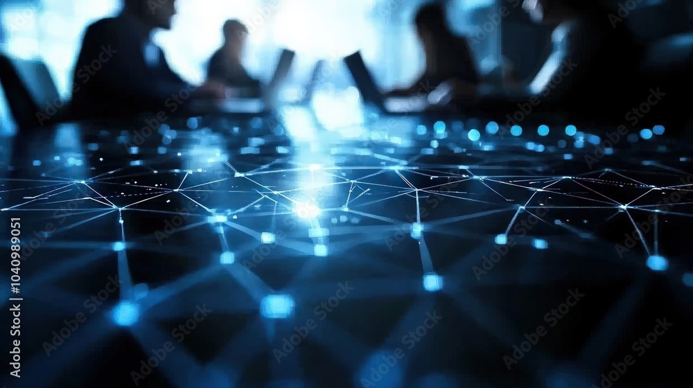 Poster exploring the future of connectivity a digital network of collaboration in modern business environme