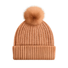 Fototapeta premium Fashionable knit hat with pom pom on an isolated background.