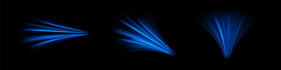 Blue glowing shiny lines effect vector background. Luminous white lines of speed. Light glowing effect. Light trail wave, fire path trace line and incandescence curve twirl.